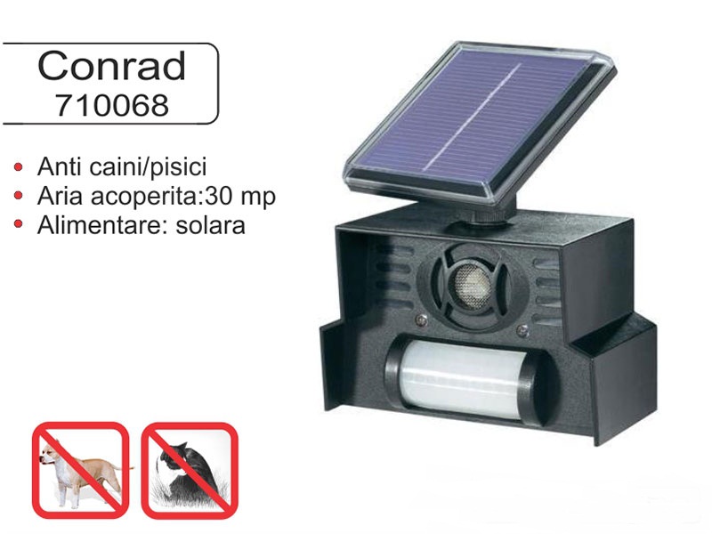 Dispozitiv solar anti caini-pisici cu senzor de miscare 